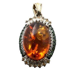 Gems En Vogue Valitutti NH Amber Multi Gemstone Sterling Pendant Enhancer